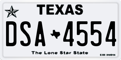 TX license plate DSA4554