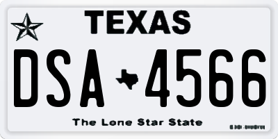 TX license plate DSA4566