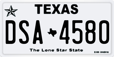 TX license plate DSA4580