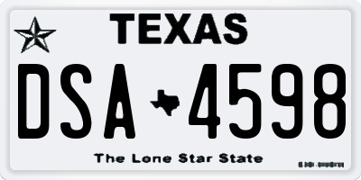 TX license plate DSA4598