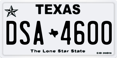 TX license plate DSA4600