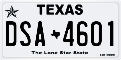 TX license plate DSA4601