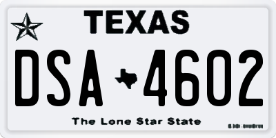 TX license plate DSA4602