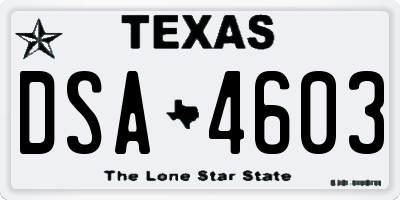 TX license plate DSA4603