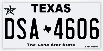TX license plate DSA4606