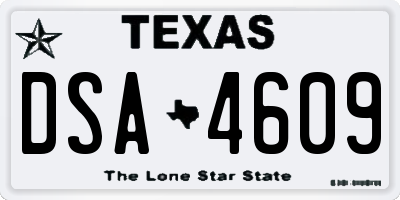 TX license plate DSA4609