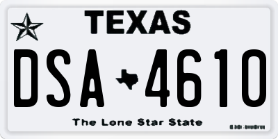 TX license plate DSA4610