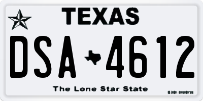TX license plate DSA4612