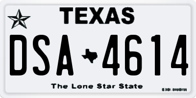 TX license plate DSA4614