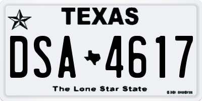 TX license plate DSA4617