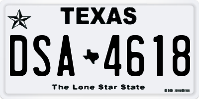 TX license plate DSA4618