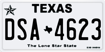 TX license plate DSA4623