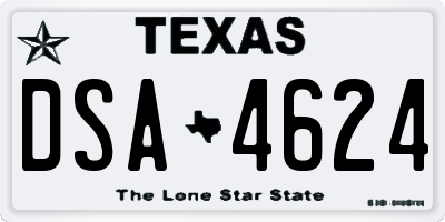 TX license plate DSA4624