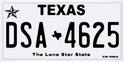 TX license plate DSA4625