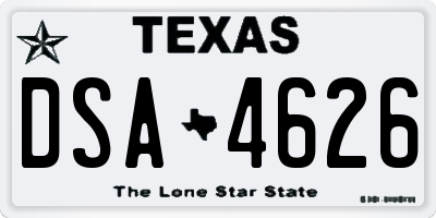 TX license plate DSA4626