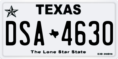 TX license plate DSA4630