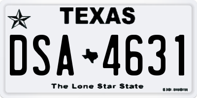 TX license plate DSA4631
