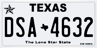 TX license plate DSA4632