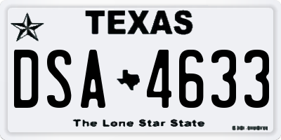 TX license plate DSA4633
