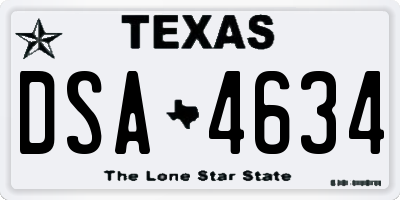 TX license plate DSA4634