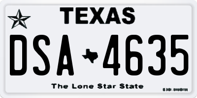 TX license plate DSA4635