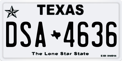 TX license plate DSA4636