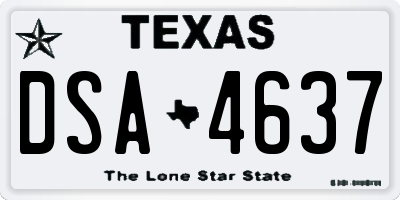 TX license plate DSA4637