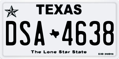 TX license plate DSA4638