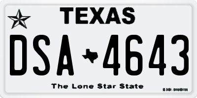 TX license plate DSA4643