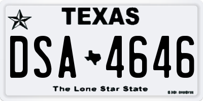 TX license plate DSA4646