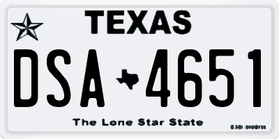 TX license plate DSA4651