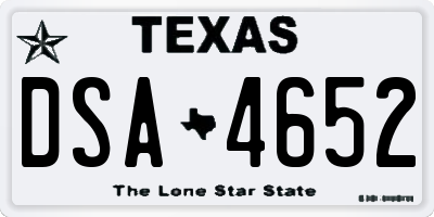 TX license plate DSA4652