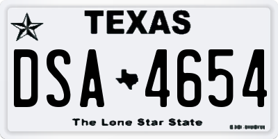 TX license plate DSA4654