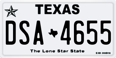 TX license plate DSA4655