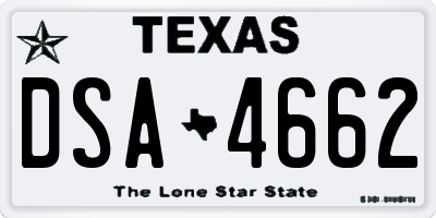 TX license plate DSA4662