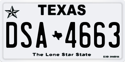 TX license plate DSA4663