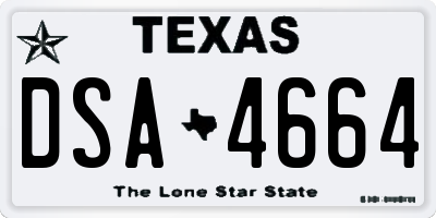 TX license plate DSA4664