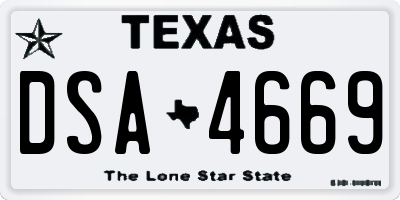 TX license plate DSA4669