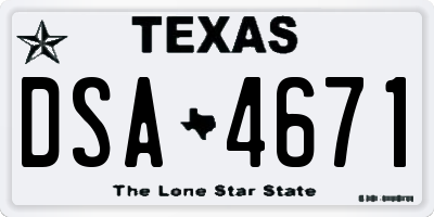 TX license plate DSA4671