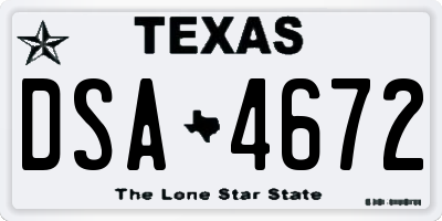 TX license plate DSA4672