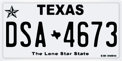 TX license plate DSA4673