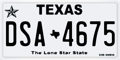 TX license plate DSA4675