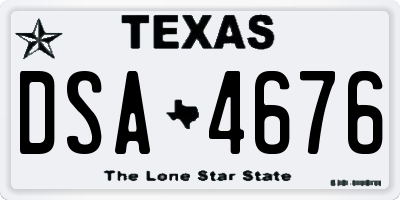TX license plate DSA4676
