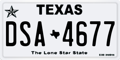 TX license plate DSA4677