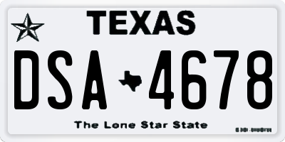 TX license plate DSA4678