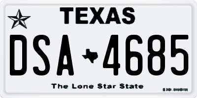 TX license plate DSA4685