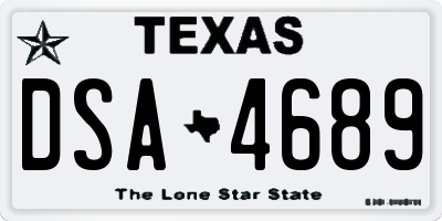 TX license plate DSA4689