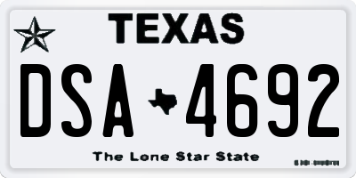 TX license plate DSA4692