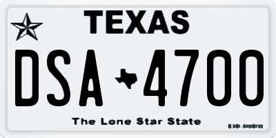 TX license plate DSA4700