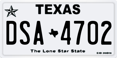 TX license plate DSA4702